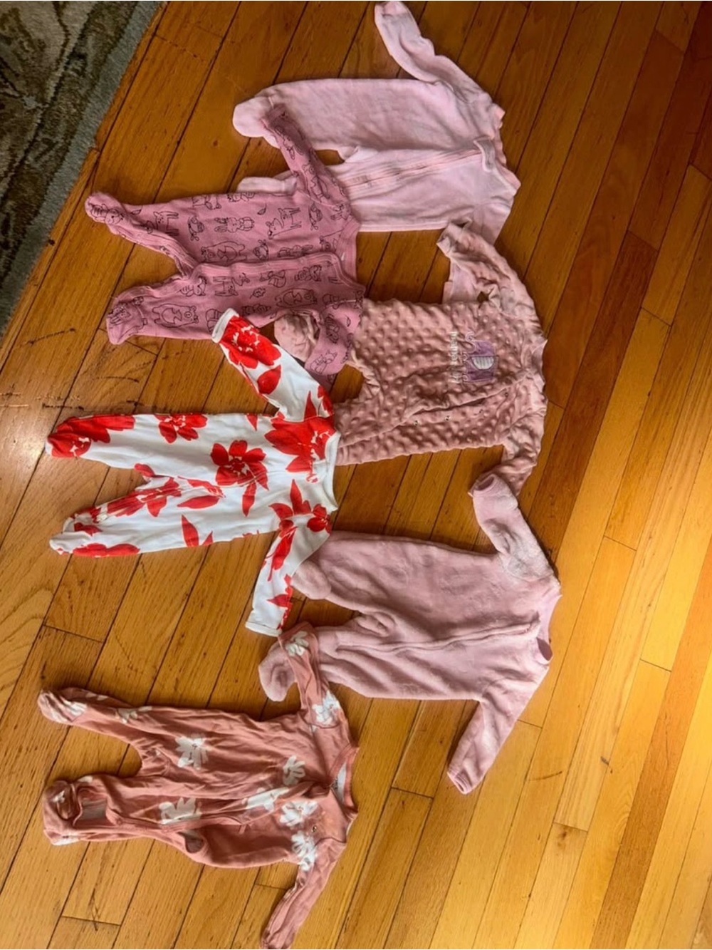 Carter's Baby Girls Pink & White Floral One-Piece Bodysuit Set